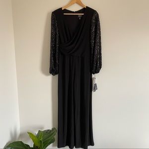 Adrianna Papell Sequin Sleeved Jumpsuit